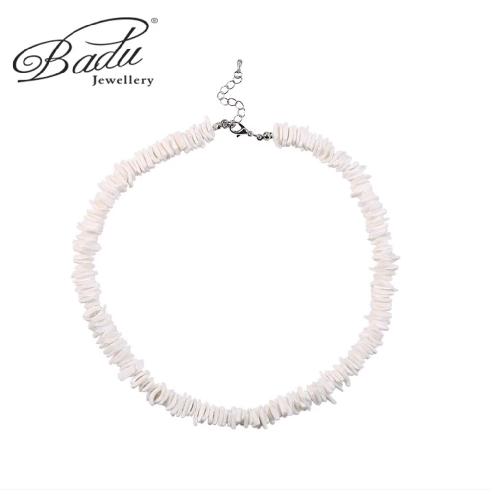 Badu Jewelry Bohemian Natural White Irregular Seashell Casual Unisex Necklace
